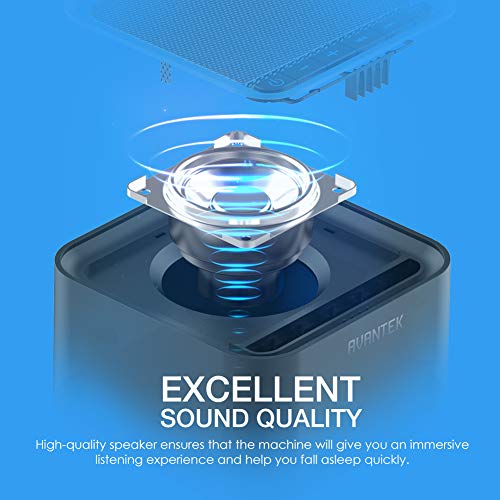 AVANTEK White Noise Sound Machine for Sleeping, 20 Non-Looping High Fidelity Soothing Sounds with 30 Levels of Volume, 7 Timer Settings and Memory Function