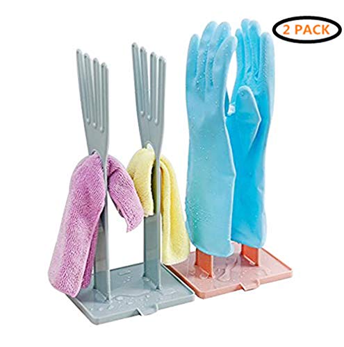 PPX Kitchen Rubber Gloves Racks Drain Towel Storage Holders Kitchen Sink Accessories Supplies Products Gear Items Stuff Kitchen Cleaning 2 Pairs(1 pair blue+1 pair pink) - Thumbnail 7