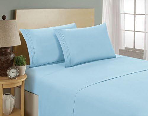 Luxurious Sheets Set 1800 3-Line Collection Brushed Microfiber Deep Pocket Super Soft and Comfortable Hotel Collection Sheets by Bellerose - Queen, Aqua