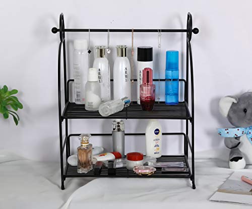 TQVAI 2 Tier Can Rack Organizer with Kitchen Roll Holder, Black - Thumbnail 5