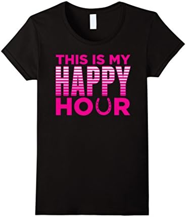 Women's This Is My Happy Hour Horseshoe Rider Lover Cute Tee Shirt Large Black