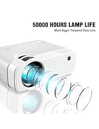 Mini proyector portátil, DracoLight 3000 lúmenes Max 236" pantalla 50000 horas vida lámpara LED Video Proyector soporte 1080P, compatible con USB HD SD AV VGA para Home Theater (blanco)