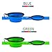Collapsible Dog Bowl, 2 Pack Small Portable Dog Travel Bowl for Hiking Camping, Foldable Expandable Cup Dish Set for Pet Cat Service Dogs, Dog Water Bowl 2 Clips (Blue+Green)