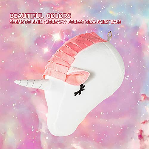ELTUILMP 3D Unicorn Head Stuffed Wall Mounts Decor, Nursery Mural Wall Hanging Decoration, Girl Baby Kid Gift Nursery Bedroom Wall Decor or Playroom Décor (Pink)