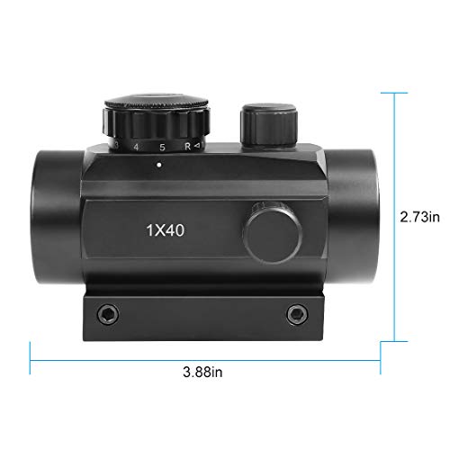 Twod Tactical 1 x 40mm Red Green Dot Sight Rifle Scope with 11mm/20mm Weaver P-i-c-a-t-i-n-n-y Mount