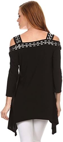 Love My Seamless Women's Asymmetrical 3/4 Sleeve Solid Tunic With Stud