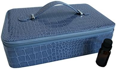 QuietSoul Essential Oil Carrying Case ~ Holds 40 - 15ml bottles ~ Stylish Leather Hard Shell Exterior with High Density Foam Insert ~ Perfect Storage for Home or Travel (Blue)
