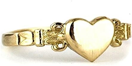 Handmade Solid 14k or 18k Gold Victorian Heart Signet Wedding Ring, Anniversary Ring Gift for Women, US Sizes 3-13