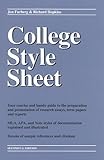 College Style Sheet : 2nd U.S. Edition, Furberg, Jon and Hopkins, Richard, 0969698534