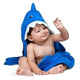ComfyTots Shark Hooded Baby Towel: 100% Organic Bamboo Animal Ear Hood Bath Towel for Baby Boys & Girls|Ultra Soft, Extra Absorbent, Antibacterial Bath Towel for Babies & Toddlers|Top Baby Shower Gift