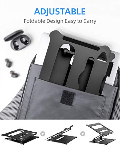Laptop Stand, Height Adjustable Aluminum Laptop Holder,Compatible with MacBook Air Pro, Dell, HP, Lenovo Light Weight Aluminum Up to 17\