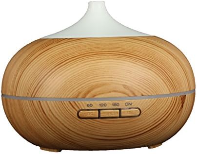 iBunnyShop Aromatherapy Essential Oil Diffuser, 300ml Wood Grain Ultrasonic Cool Mist Whisper-Quiet Humidifier with Color LED Lights Changing, 4 Timer, Waterless Auto Shut-Off Home, Yoga, Spa, Baby