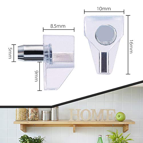 Apipi 100 Pieces Clear Shelf Support Pegs 5 mm Shelf Clips