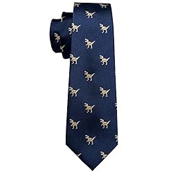 Barry.Wang Dinosaur Ties Blue Business Silk Necktie