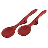 Rachael Ray Cucina Tools 2-Piece Lazy Solid Spoon Set, Cranberry Red