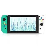 BASSTOP DIY Replacement Housing Shell Case Set for Switch NS NX Console and Right Left Switch Joy-Con Controller without Electronics (Joycon-Green+White)