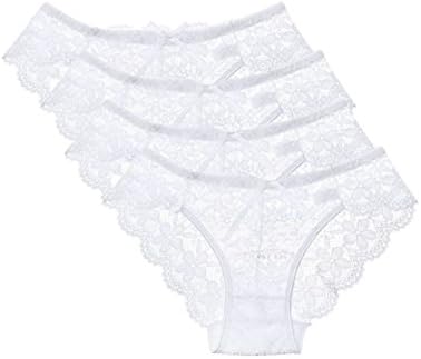 Women White Sexy Lace Cheeky Panties Hipster Briefs Pack of 4