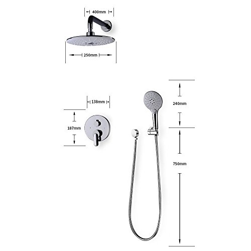STARBATH Shower Sets with Rain Fall Shower Head and Handheld Set, Shower Mixer Faucet Valve Kit, Adjustable Wall Mounted Shower Holder for Shower System,Chrome (Rain Shower Set White Round) - Thumbnail 6