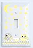 Grey and Yellow Owl Light Switch Plate Covers / Owl Nursery Decor (Single Toggle Light Switch Plates)