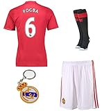 2016/2017 Manchester United #6 pogba home Kids Soccer Jersey Short Socks