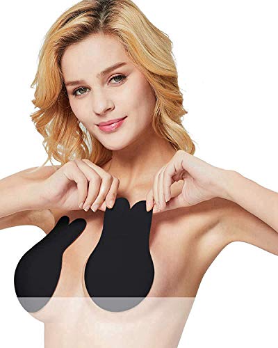 Women Breast Petals Lift Nipple Covers Adhesive Strapless Backless Sticky Bra Stick on Bra Black