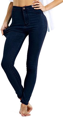 MoCuishle Womens High Waisted Jeans Stretchy Comfy Skinny Fit Denim Tights Pants (Large, Blue)