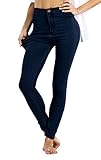 MoCuishle Womens High Waisted Jeans Stretchy Comfy Skinny Fit Denim Tights Pants (Small, Blue)