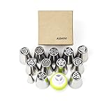 ALBEDO Cake Decorating Tips (23-Piece Tulip Set) - Stainless Steel Russian Piping Nozzles - Create Buttercream Frosting Flower Blossoms & Sweet Confections for Weddings and Birthdays