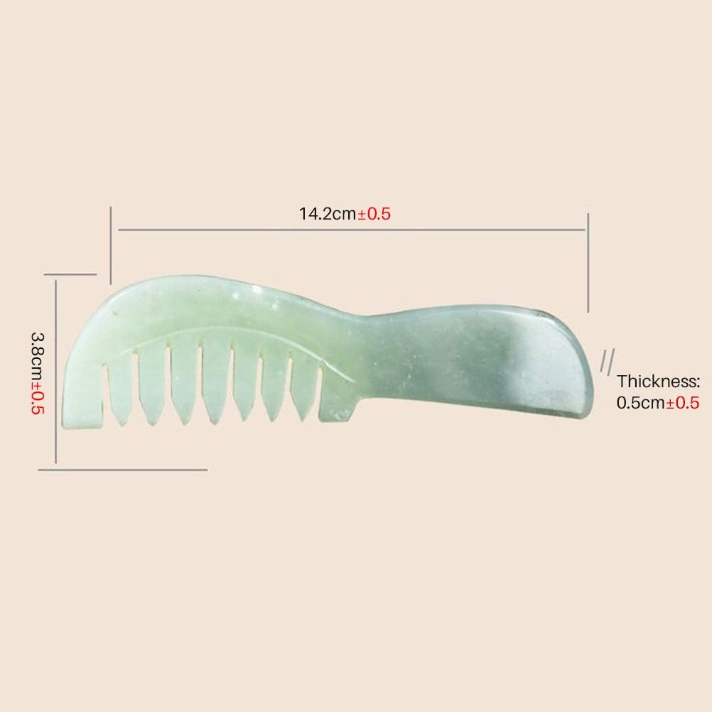 Natural Jade Scalp Massager - Hair Comb Therapy for Scalp Care, Green, 14.2 x 3.8 cm - Image 3