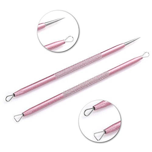 BUVE Blackhead Remover Needles Tweezers Acne Stick Pimple Spots Blemish Comedone Extractor Removal Tool Kit Stainless Steel Facial Cleaning Skin Care with Metal Case - Thumbnail 5