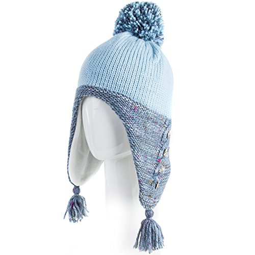 Siggi Winter Wool Peruvian Hat Women Beanie Earflap Hats Snow Ski Caps Fur Lining Blue