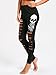 Women's Elastic Drawstring Gothic Cutout Halloween Sugar Skull Leggings B XXL Black