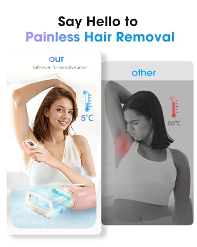 Haarlosy IPL Laser Hair Removal Device for Women and Men with Ice Cooling Painless Salon Quality Result at Home, Lazer Hair Remover for Face Bikini Line Body, 5 Levels, 999,900 Flash Light, Misty Rose