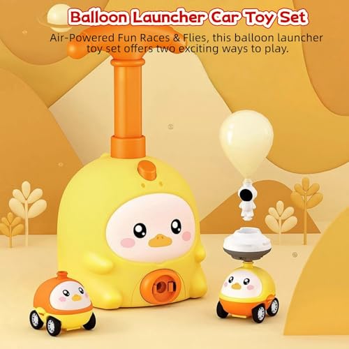 Balloon Powered Launch Car, Inflatable Balloon Car Toy Pump Set Animal Air Powered Toy Balloon Launcher Toys with 2 Cars Air Pressure Vehicle with Pump & Balloons (A)