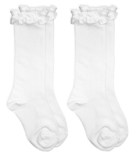 Jefferies SocksGirls Easter Ruffle Cotton School Dress Knee High Socks 2 Pair Pack