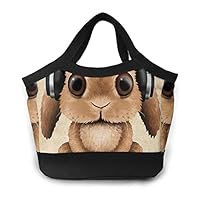 YOUNGSSDD Lunch Bags for Women&Men Insulated Lunch Box for Lunch Cooler Tote Bunny with Headphones