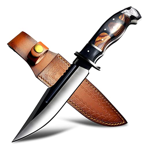 AULAKNIV 12" Customized Full Tang Bushcraft Bowie Knife with Leather