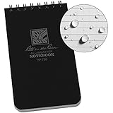 Rite in the Rain Weatherproof Top-Spiral Notebook, 3" x 5", Black Cover, Universal Pattern (No. 735)