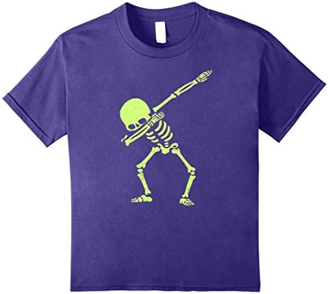 Kids Dabbing Skeleton Shirt Dab Hip Hop Skull Dabbin Glow Effect 10 Purple