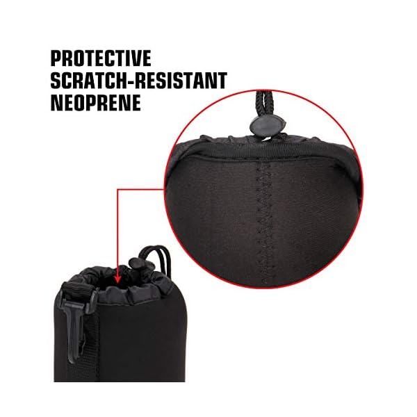 USA GEAR FlexARMOR Objektivtasche, 3 Größen Neopren Objektivbeutel, In Kleinen, Mittleren und Großen Gehäusen Können Objektive bis zu 70-300 mm mit Kordelzugöffnung Aufbewahrt Werden - Schwarz – Bild 5