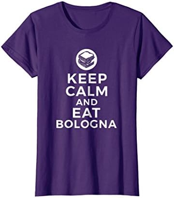 Womens Keep Calm and Eat Bologna T Shirt Food Foodie Sandwich Large Purple