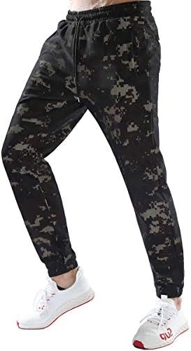 KaiDi Men's Drawstring Classic Camo Joggers Pants Zipper Pockets Sport Sweat Pants
