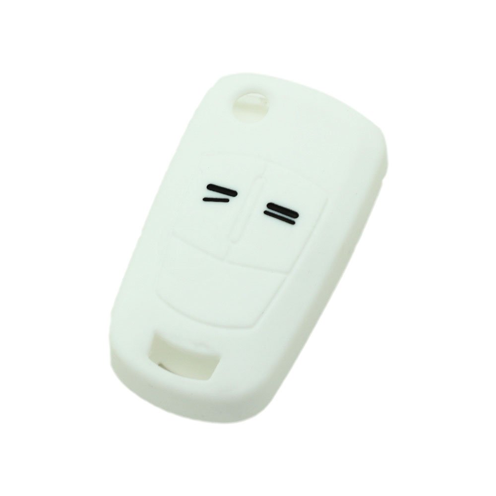 BROVACS Silicone Cover Protector Case Holder Skin Jacket Compatible with VAUXHALL OPEL 2 Button Flip Remote Key Fob CV9620 White
