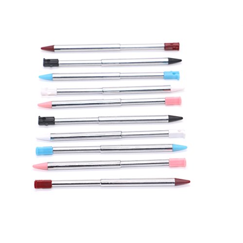 IDS Pack of 10 Retractable Replacement Metal Stylus Touch Pen, Compatible with Nintendo 3DS, 3DS XL, 3DS LL