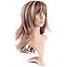 Long Heat Resistant Synthetic Wig with Bang 2 Tone Japanese Kanekalon Fiber 20 Styles Full Wig Full Head for Women Girls Lady,15'' / 15 inch,Light brown blonde mix