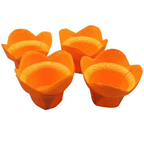 Click Here to See More Images Tulip Shaped Cupcake Colored Muffin Cup Baking Paper Cups From Lesirit (500, Orange)