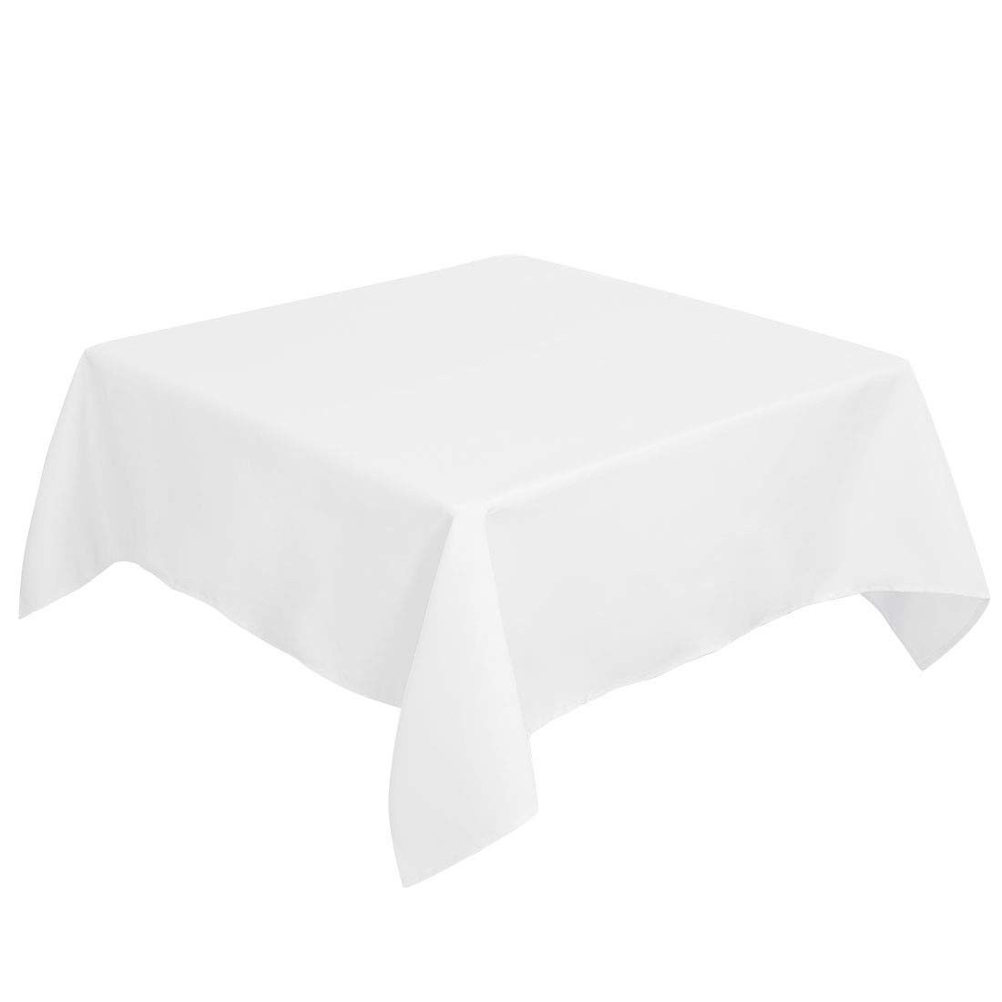 PiccoCasa Square Table Cloth 140x140 cm/55"x55", Table Cloth Wipe Clean for Kitchen Dining Wedding Party Dinner - Polyester Washable Table Cover Wrinkle Free Snow White