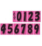 7 1/2 Vinyl Number Decals, Windshield Pricing Stickers, Hot Pink & Black Car Lot Pricing Numbers, 11 Dozen