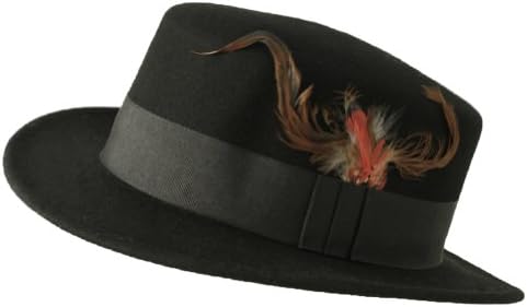 Hatagories Wool Pork Pie Hat With Band. Black, medium/large.