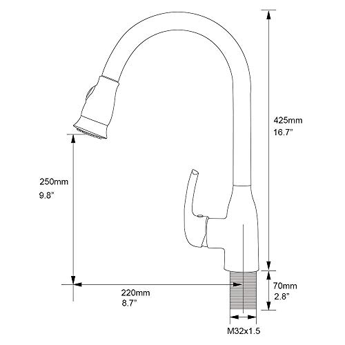 Solid Brass Single Handle Pull Out Sprayer Oil Rubbed Bronze Kitchen Faucet, Pull Down Kitchen Sink Faucet With Deck Plate - Thumbnail 6